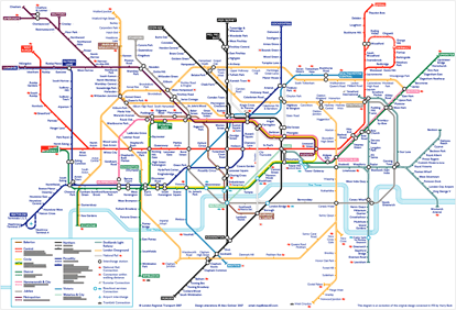 The 2012 tube map with the teminii emphasised