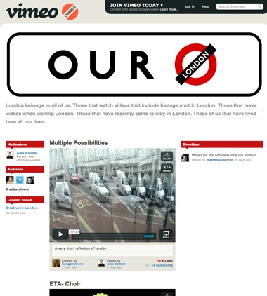 A screenshot showing a channel in Vimeo