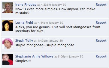 Facebook responses to Aleksandr's note