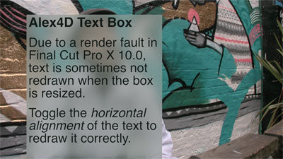 Frame showing what the text will look like once you get FCP to redraw it