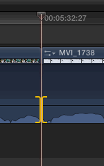 Screenshot of only the audio edges selected